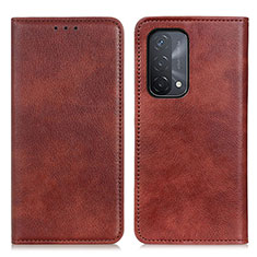 Leather Case Stands Flip Cover Holder N01P for OnePlus Nord N200 5G Brown