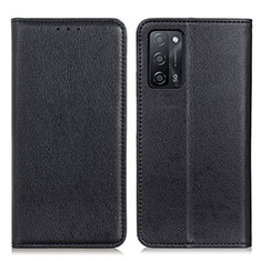 Leather Case Stands Flip Cover Holder N01P for Oppo A53s 5G Black