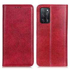 Leather Case Stands Flip Cover Holder N01P for Oppo A53s 5G Red