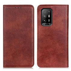 Leather Case Stands Flip Cover Holder N01P for Oppo A94 5G Brown