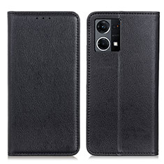 Leather Case Stands Flip Cover Holder N01P for Oppo F21s Pro 4G Black