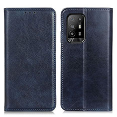 Leather Case Stands Flip Cover Holder N01P for Oppo Reno5 Z 5G Blue