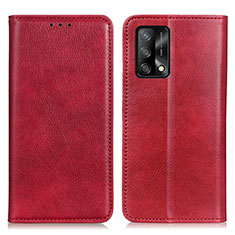 Leather Case Stands Flip Cover Holder N01P for Oppo Reno6 Lite Red