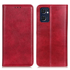 Leather Case Stands Flip Cover Holder N01P for Oppo Reno7 5G Red