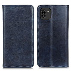 Leather Case Stands Flip Cover Holder N01P for Samsung Galaxy A03 Blue