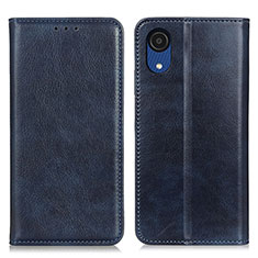 Leather Case Stands Flip Cover Holder N01P for Samsung Galaxy A03 Core Blue