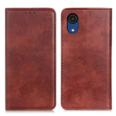 Leather Case Stands Flip Cover Holder N01P for Samsung Galaxy A03 Core Brown