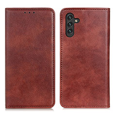 Leather Case Stands Flip Cover Holder N01P for Samsung Galaxy A04s Brown