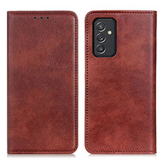 Leather Case Stands Flip Cover Holder N01P for Samsung Galaxy A05s Brown