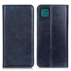 Leather Case Stands Flip Cover Holder N01P for Samsung Galaxy F42 5G Blue