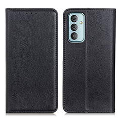 Leather Case Stands Flip Cover Holder N01P for Samsung Galaxy M13 4G Black