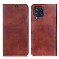 Leather Case Stands Flip Cover Holder N01P for Samsung Galaxy M32 4G Brown