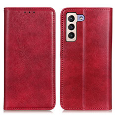 Leather Case Stands Flip Cover Holder N01P for Samsung Galaxy S21 5G Red