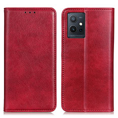 Leather Case Stands Flip Cover Holder N01P for Vivo iQOO Z6 5G Red