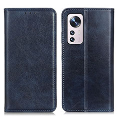 Leather Case Stands Flip Cover Holder N01P for Xiaomi Mi 12 5G Blue