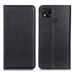 Leather Case Stands Flip Cover Holder N01P for Xiaomi Redmi 9C Black