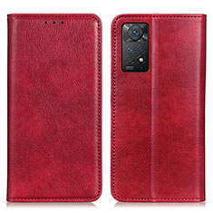 Leather Case Stands Flip Cover Holder N01P for Xiaomi Redmi Note 11 Pro 4G Red