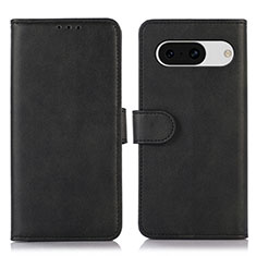 Leather Case Stands Flip Cover Holder N02P for Google Pixel 8a 5G Black