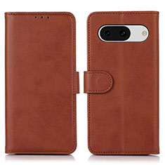 Leather Case Stands Flip Cover Holder N02P for Google Pixel 8a 5G Brown