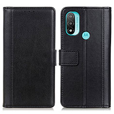 Leather Case Stands Flip Cover Holder N02P for Motorola Moto E20 Black