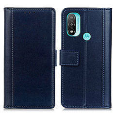 Leather Case Stands Flip Cover Holder N02P for Motorola Moto E20 Blue