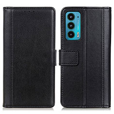 Leather Case Stands Flip Cover Holder N02P for Motorola Moto Edge 20 5G Black