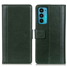 Leather Case Stands Flip Cover Holder N02P for Motorola Moto Edge 20 5G Green