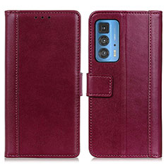 Leather Case Stands Flip Cover Holder N02P for Motorola Moto Edge 20 Pro 5G Red