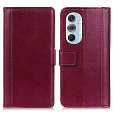 Leather Case Stands Flip Cover Holder N02P for Motorola Moto Edge 30 Pro 5G Red