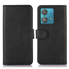 Leather Case Stands Flip Cover Holder N02P for Motorola Moto Edge 40 Neo 5G Black