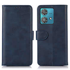Leather Case Stands Flip Cover Holder N02P for Motorola Moto Edge 40 Neo 5G Blue