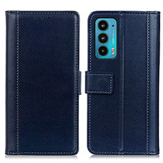 Leather Case Stands Flip Cover Holder N02P for Motorola Moto Edge Lite 5G Blue