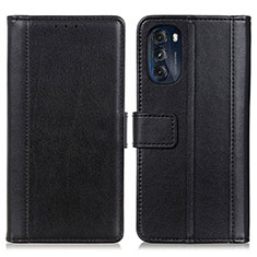 Leather Case Stands Flip Cover Holder N02P for Motorola Moto G 5G (2022) Black