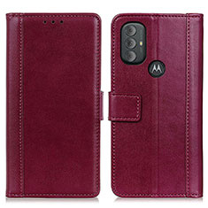 Leather Case Stands Flip Cover Holder N02P for Motorola Moto G Play (2023) Red
