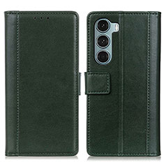 Leather Case Stands Flip Cover Holder N02P for Motorola Moto G200 5G Green