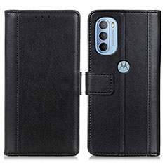 Leather Case Stands Flip Cover Holder N02P for Motorola Moto G31 Black