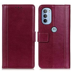 Leather Case Stands Flip Cover Holder N02P for Motorola Moto G31 Red