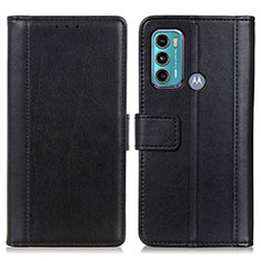 Leather Case Stands Flip Cover Holder N02P for Motorola Moto G40 Fusion Black