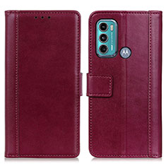 Leather Case Stands Flip Cover Holder N02P for Motorola Moto G40 Fusion Red