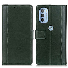 Leather Case Stands Flip Cover Holder N02P for Motorola Moto G41 Green