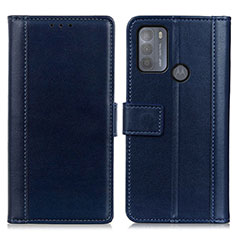 Leather Case Stands Flip Cover Holder N02P for Motorola Moto G50 Blue