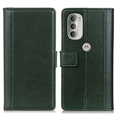 Leather Case Stands Flip Cover Holder N02P for Motorola Moto G51 5G Green