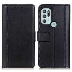 Leather Case Stands Flip Cover Holder N02P for Motorola Moto G60s Black