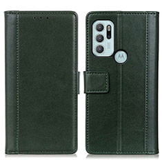Leather Case Stands Flip Cover Holder N02P for Motorola Moto G60s Green