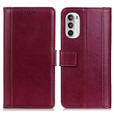 Leather Case Stands Flip Cover Holder N02P for Motorola Moto G82 5G Red