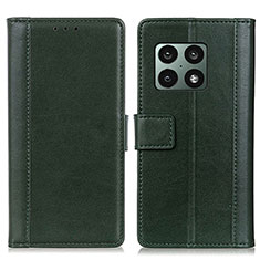 Leather Case Stands Flip Cover Holder N02P for OnePlus 10 Pro 5G Green