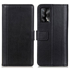 Leather Case Stands Flip Cover Holder N02P for Oppo A74 4G Black