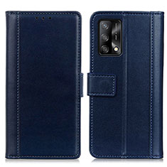 Leather Case Stands Flip Cover Holder N02P for Oppo A74 4G Blue