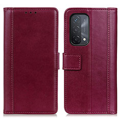 Leather Case Stands Flip Cover Holder N02P for Oppo A74 5G Red
