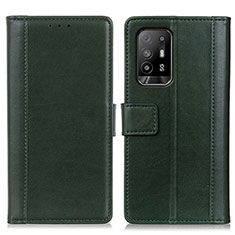 Leather Case Stands Flip Cover Holder N02P for Oppo A94 5G Green